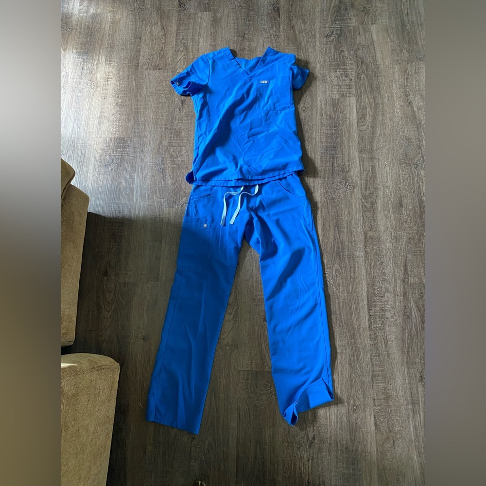 Figs Royal Blue One Pocket Top XS Livingston Basic Scrub Pant S